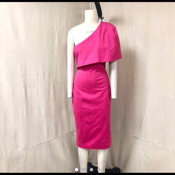 Lavish Alice one shoulder cape midi dress in pink ( L189) - Picture 5 of 6